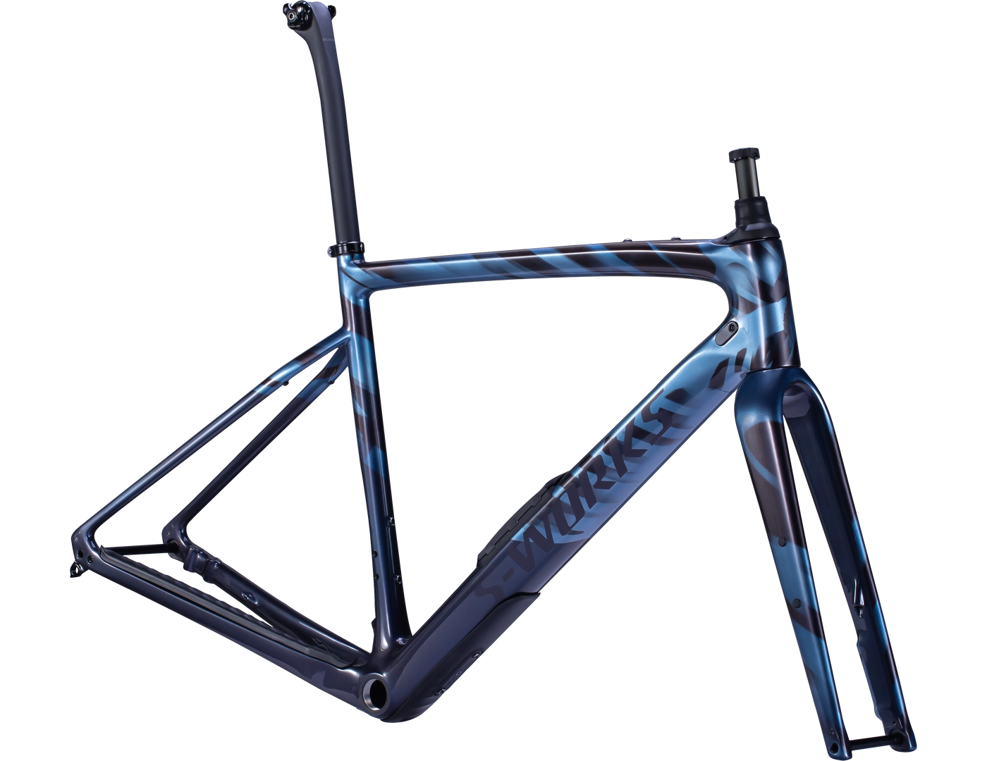 2022 Specialized S-Works Diverge Carbon Gravel Frameset - 61cm, Gloss Light Silver/Dream Silver/Dusty Blue/Wild
