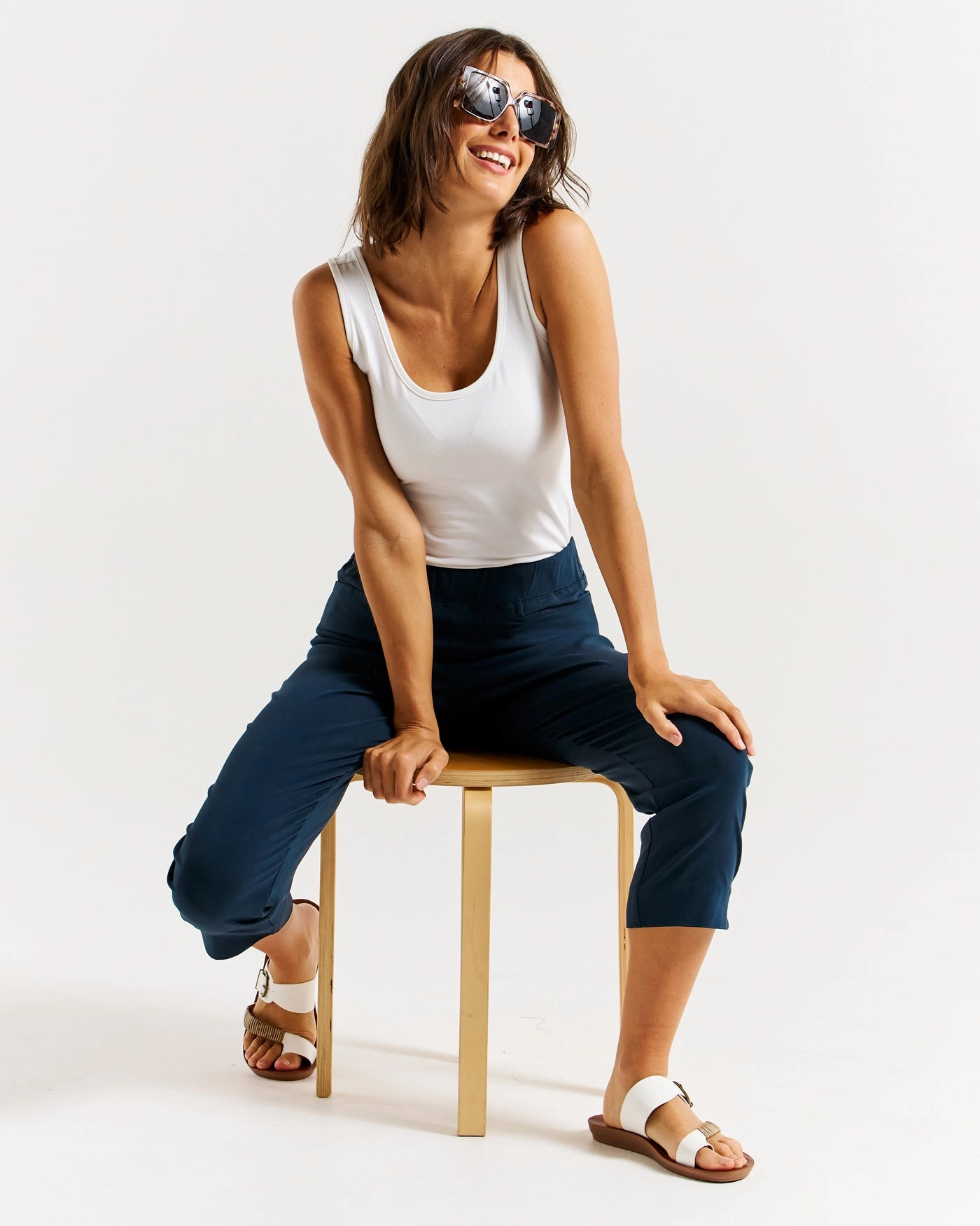 Betty Basics Crop Bengaline Pant Navy