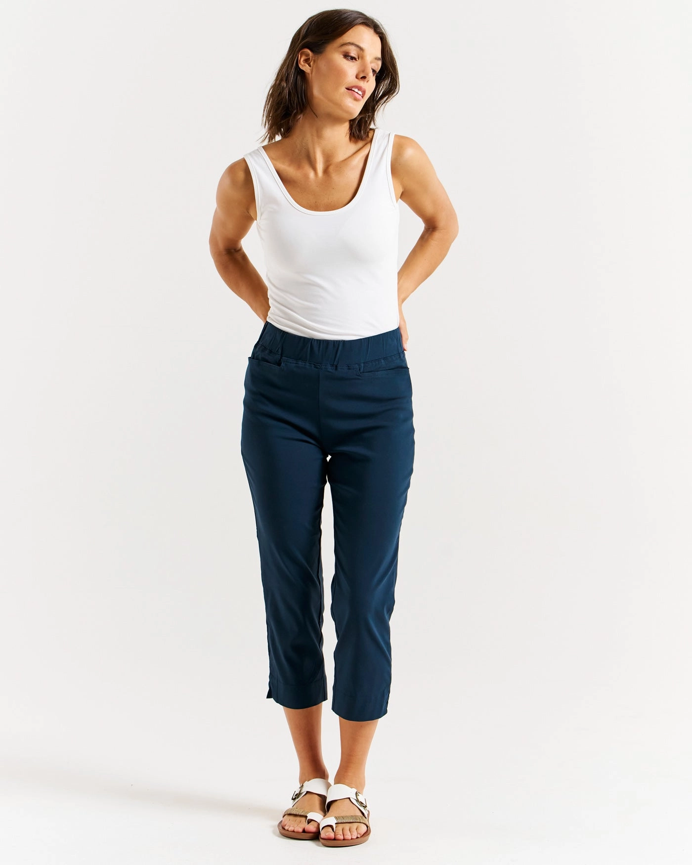 Betty Basics Crop Bengaline Pant Navy