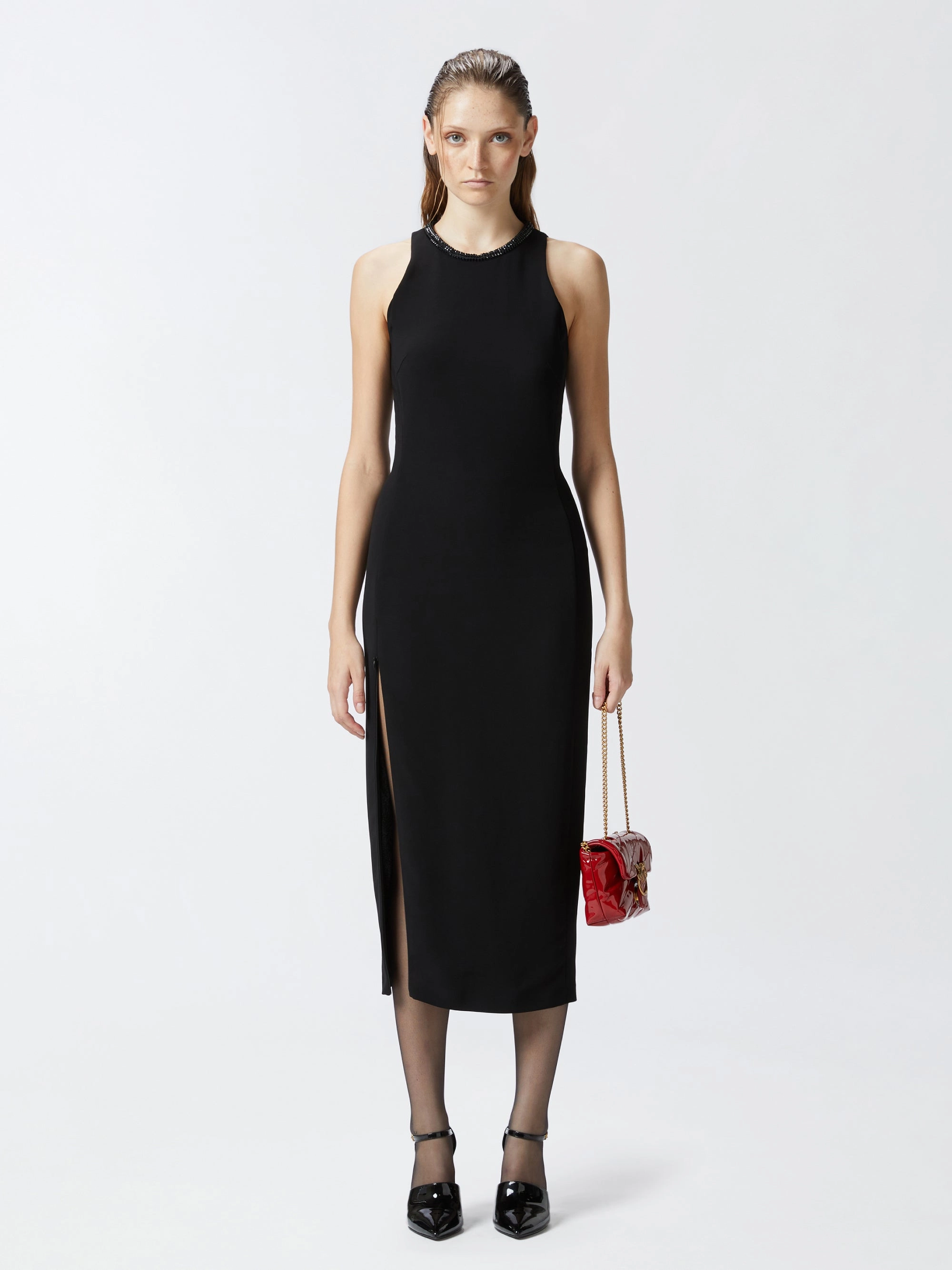 Black Rhinestone Sheath Dress