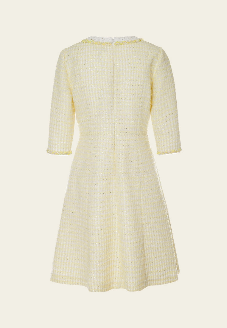 Contrasting-trim Braided-detail Sequin-detail A-line Dress