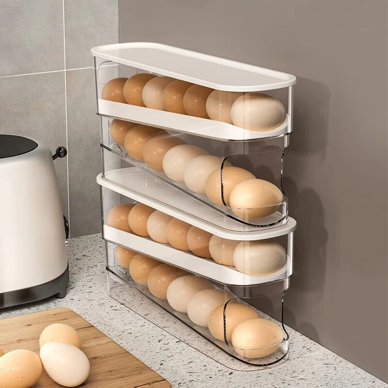 Egg Storage Box Automatic Scrolling Egg Holder