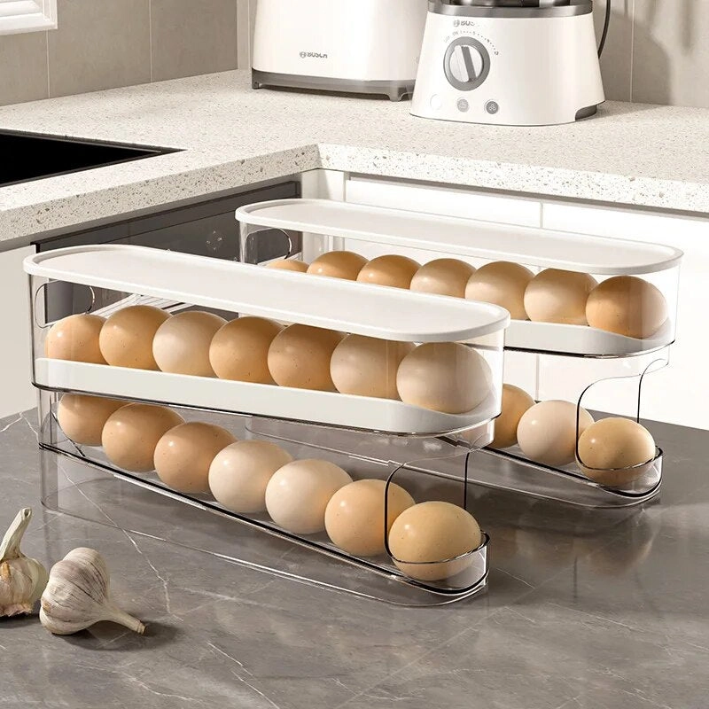 Egg Storage Box Automatic Scrolling Egg Holder