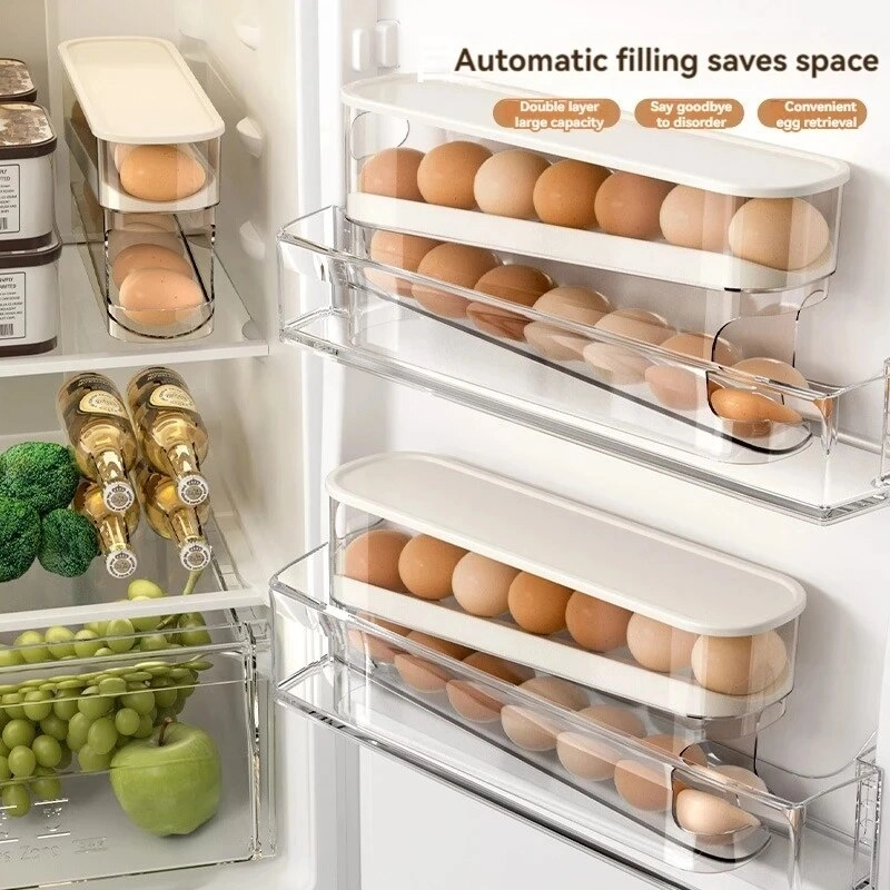 Egg Storage Box Automatic Scrolling Egg Holder