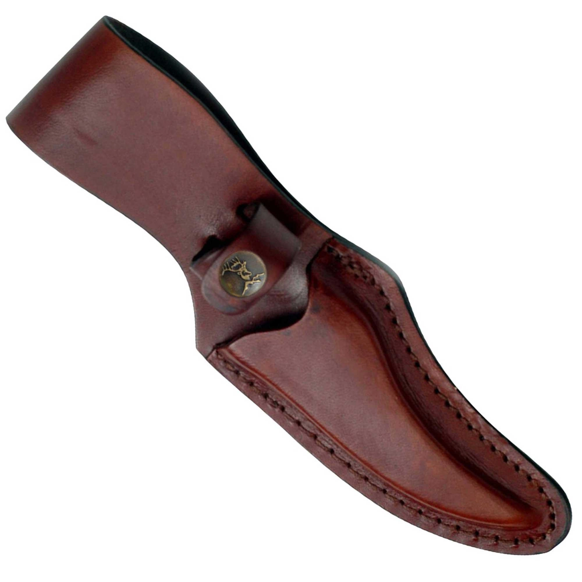 Elk Ridge Knife - Stainless Steel Fixed Satin Blade with Leather Sheath | ER-299D