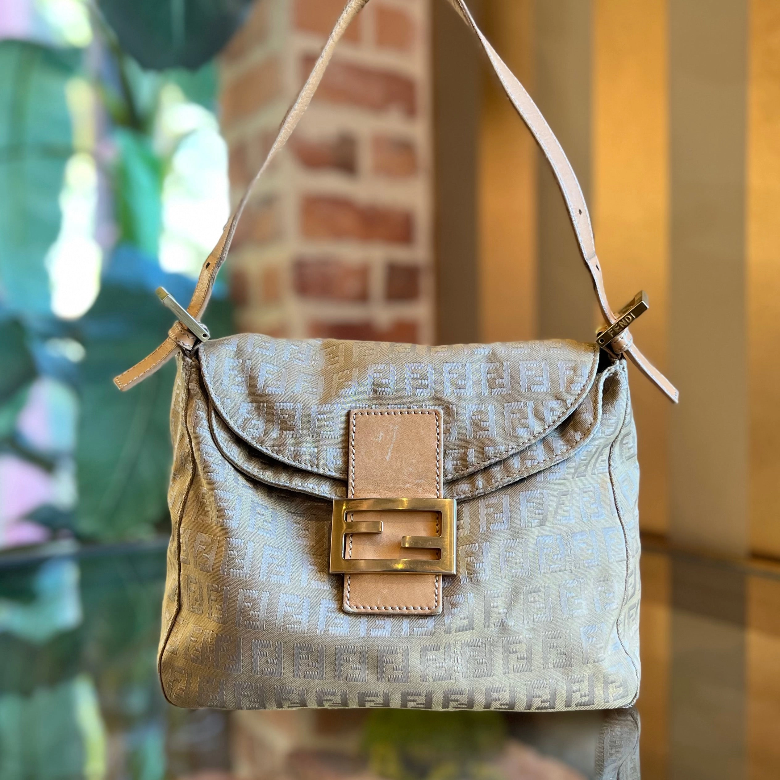 FENDI Mamma Zucchino Brown Canvas Shoulder Bag