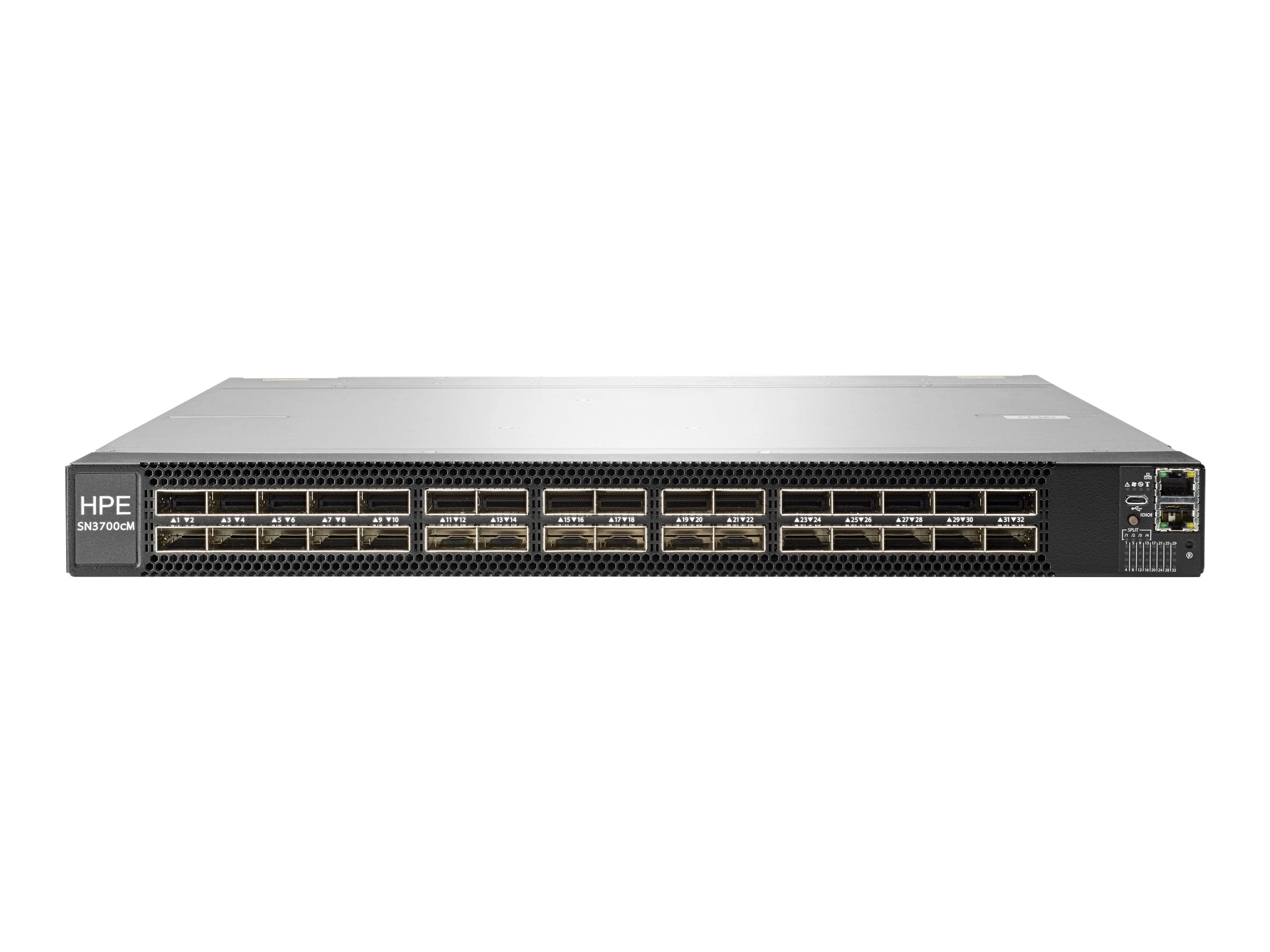 HPE SN3700cM 100GbE 32QSFP28 Switch - M-Series - switch - L3 - managed - 32 x 100 Gigabit QSFP28 - front to back airflow - rack-mountable R3A98A