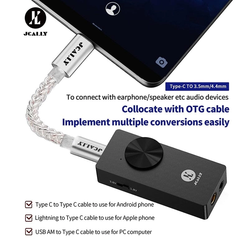 JCALLY AP10 Portable DAC Amplifier With Dual CS43131 DAC Chip Phones AMP Supports 3.5mm/4.4mm