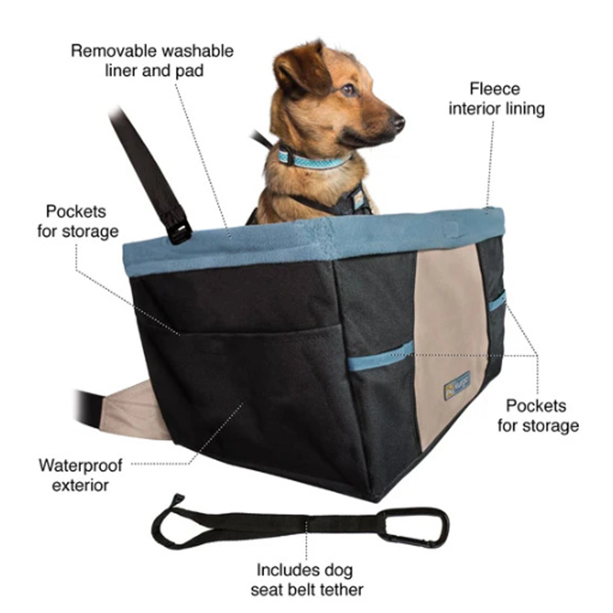 Kurgo Rover Booster Seat - Black & Blue