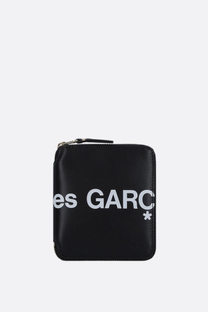 logo print smooth leather small zip-around wallet