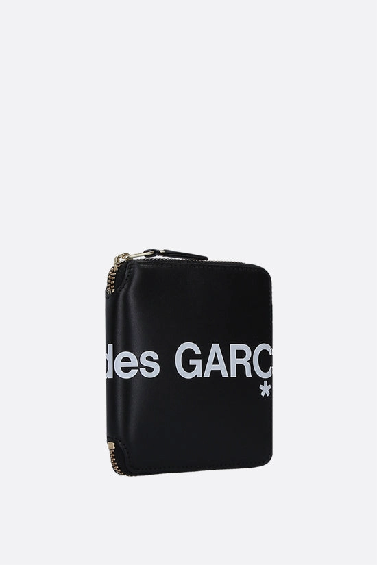 logo print smooth leather small zip-around wallet