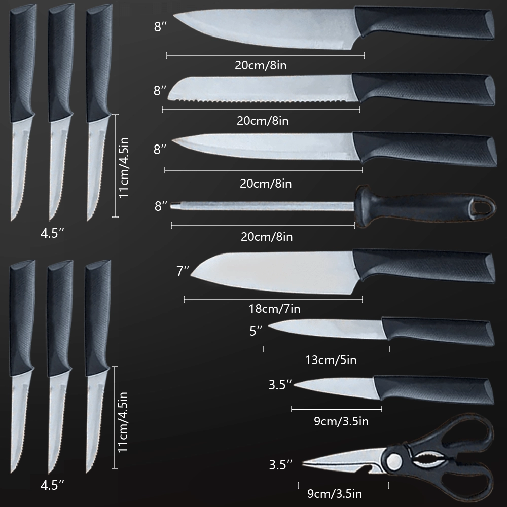 Mpow 15-piece kitchen knife set with self-sharpening block