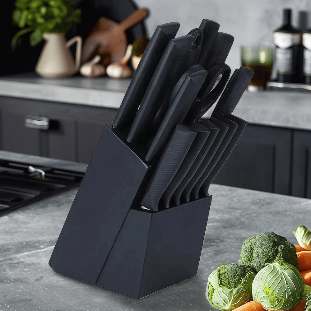 Mpow 15-piece kitchen knife set with self-sharpening block
