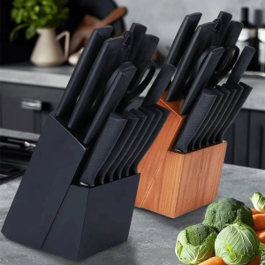 Mpow 15-piece kitchen knife set with self-sharpening block