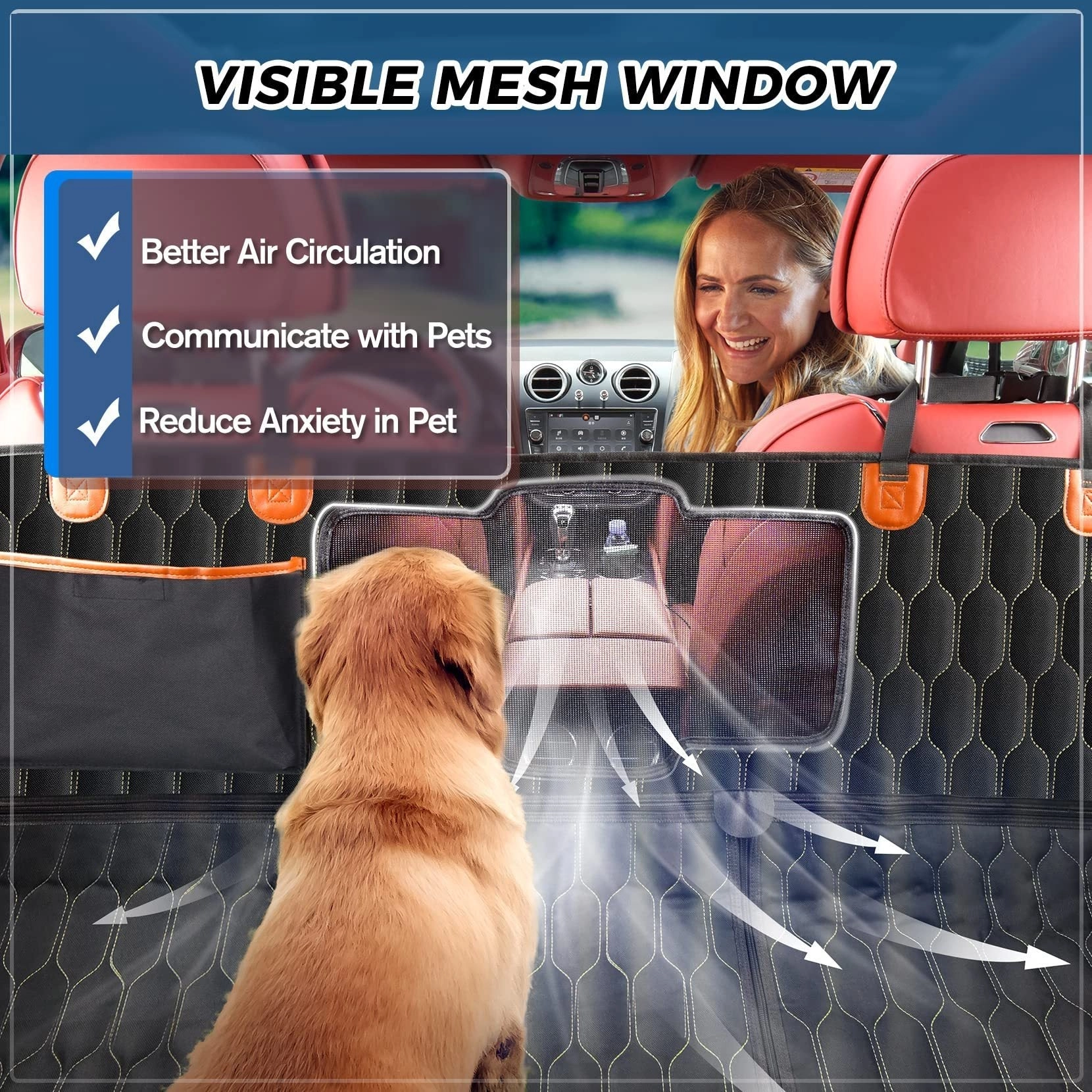 Mpow Back Seat Extender for Dogs-Supports Black