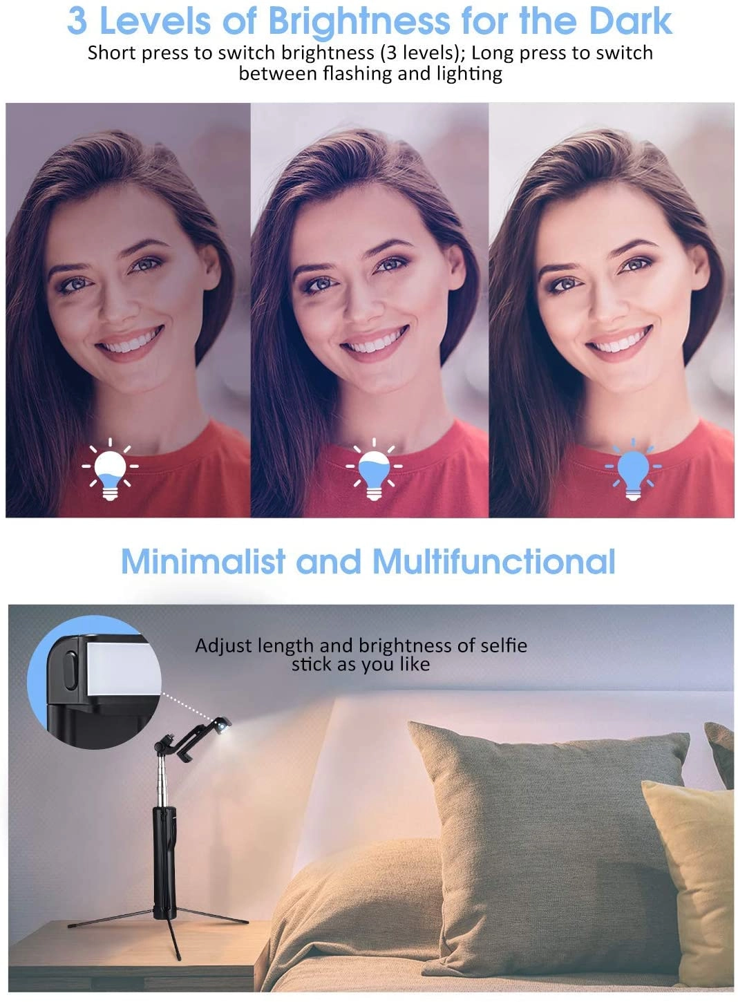 MPOW PA168A Selfie Stick with Fill Light