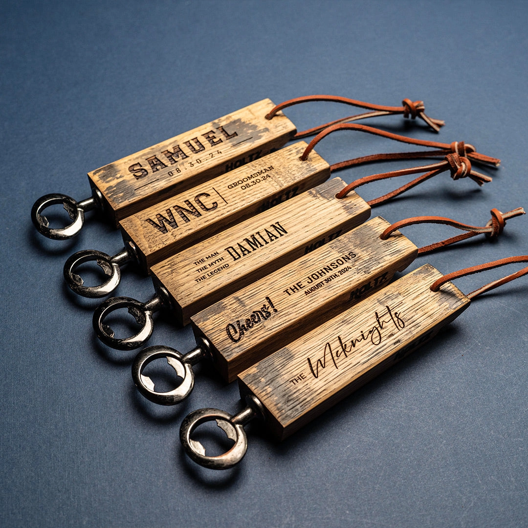 Personalized Bottle Opener Made From Tennessee Whiskey Barrel