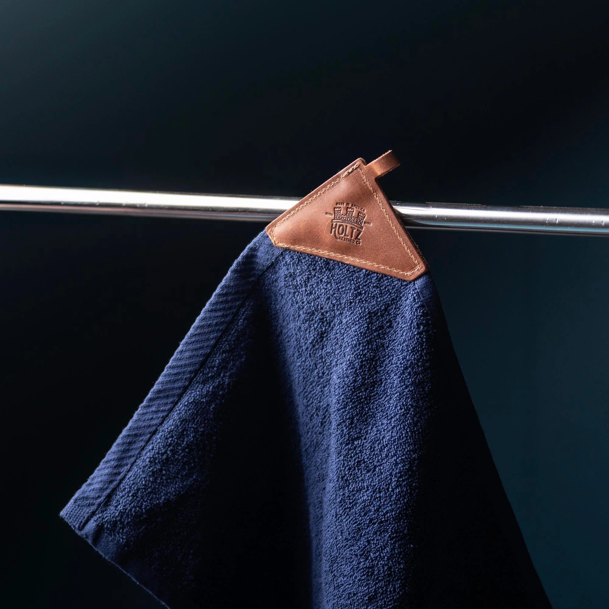 Personalized Fine Leather Tabbed Golf Towel with Magnet & Carabiner