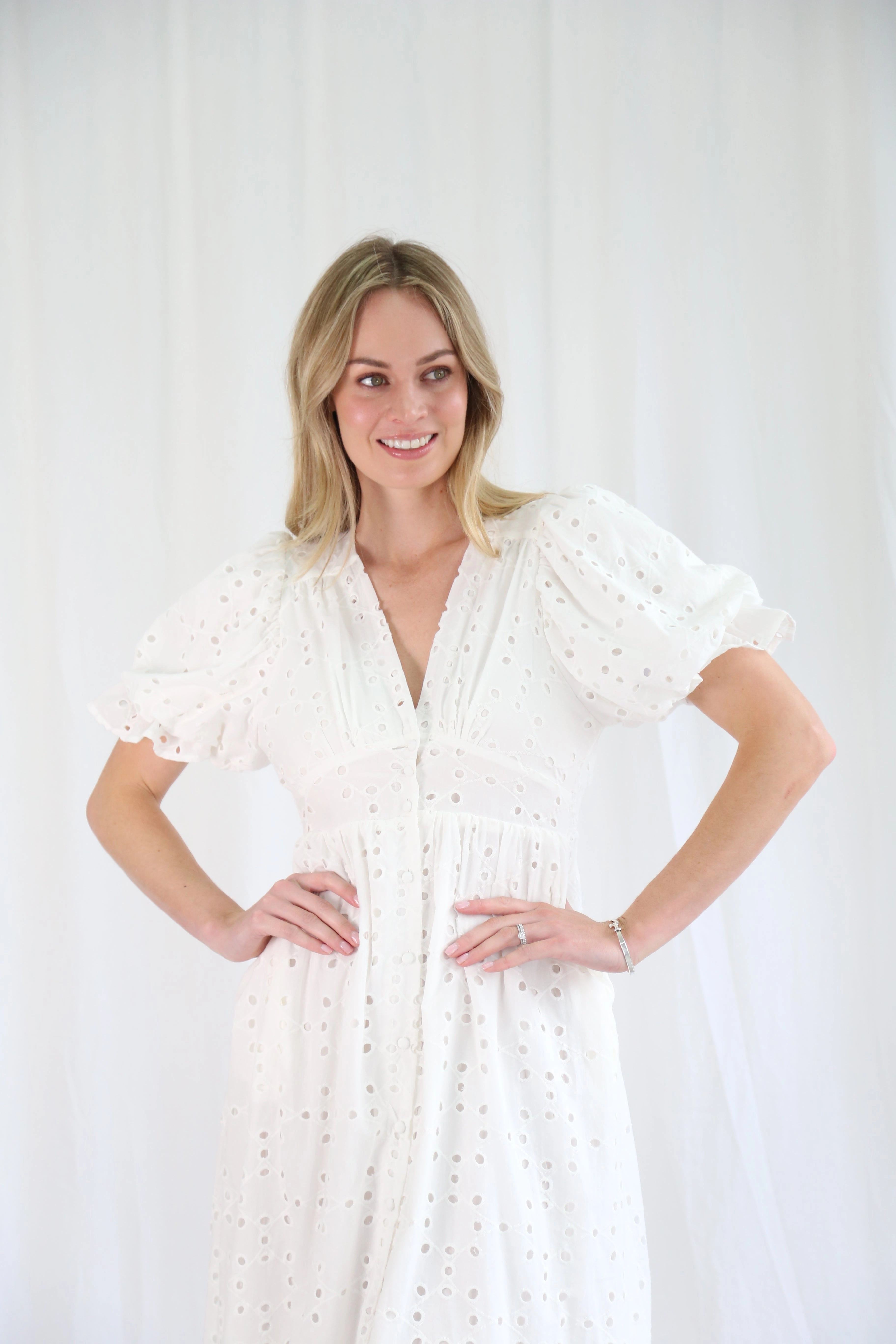 Salty Bright Ava Midi Dress White