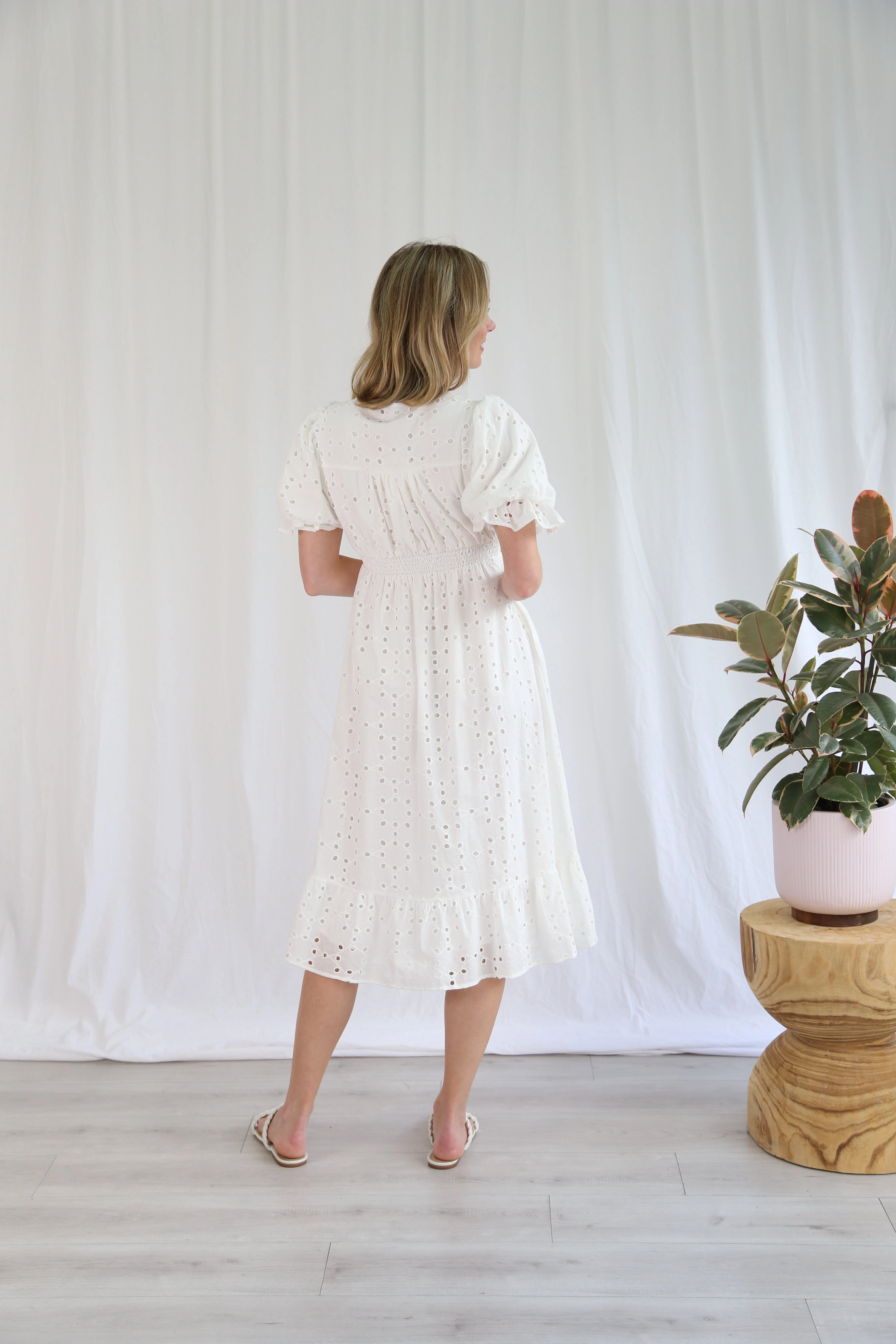 Salty Bright Ava Midi Dress White