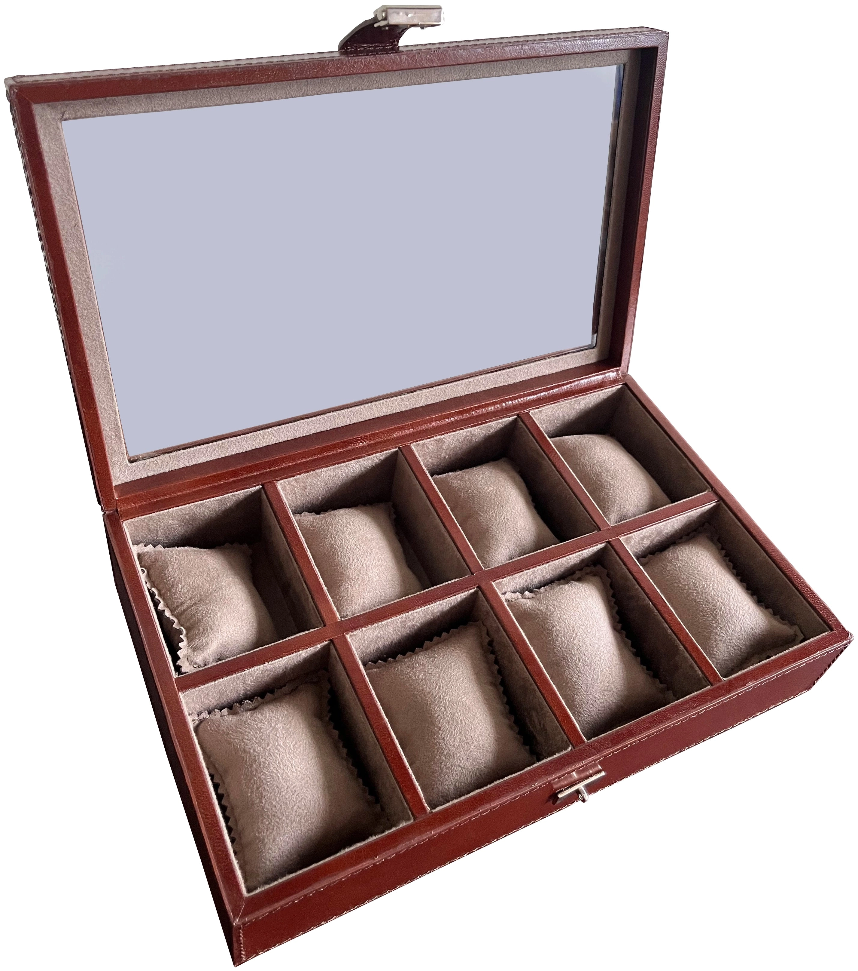Signature Leather Watch Case - 8 Slots (Brown)