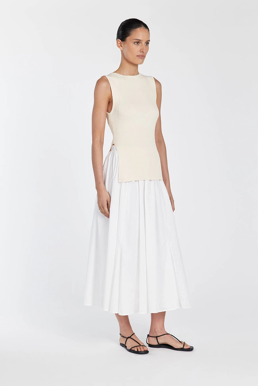 SOFIA CREAM LONGLINE KNIT TOP