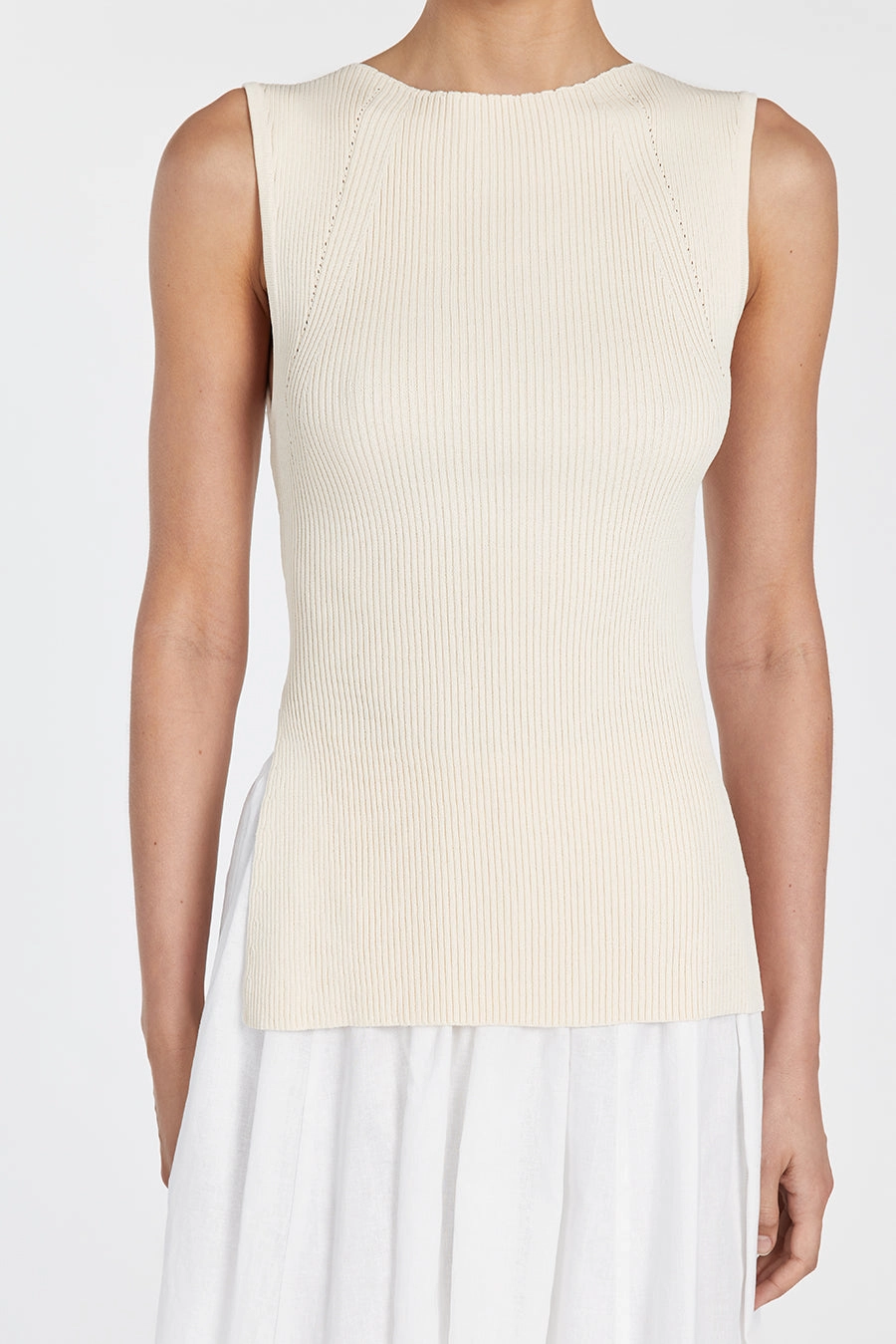 SOFIA CREAM LONGLINE KNIT TOP