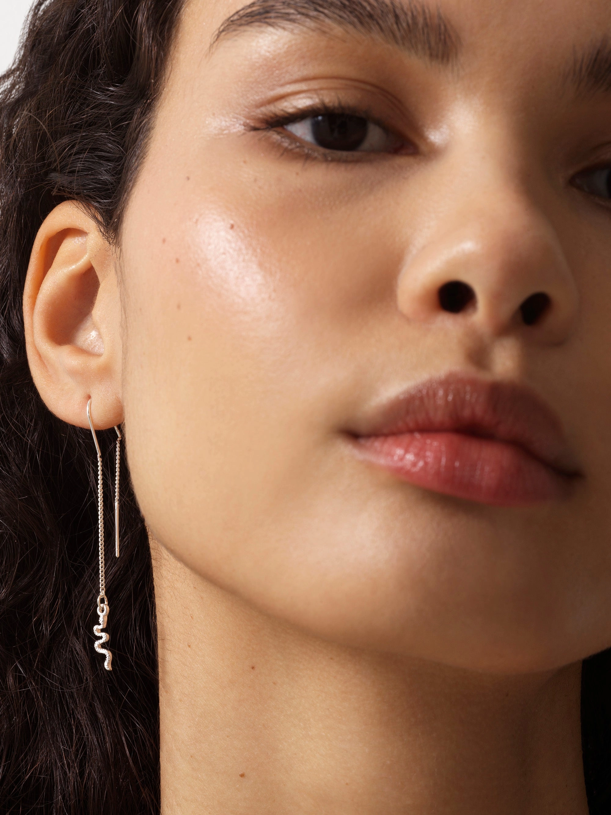 Thread Through Snake Earrings
