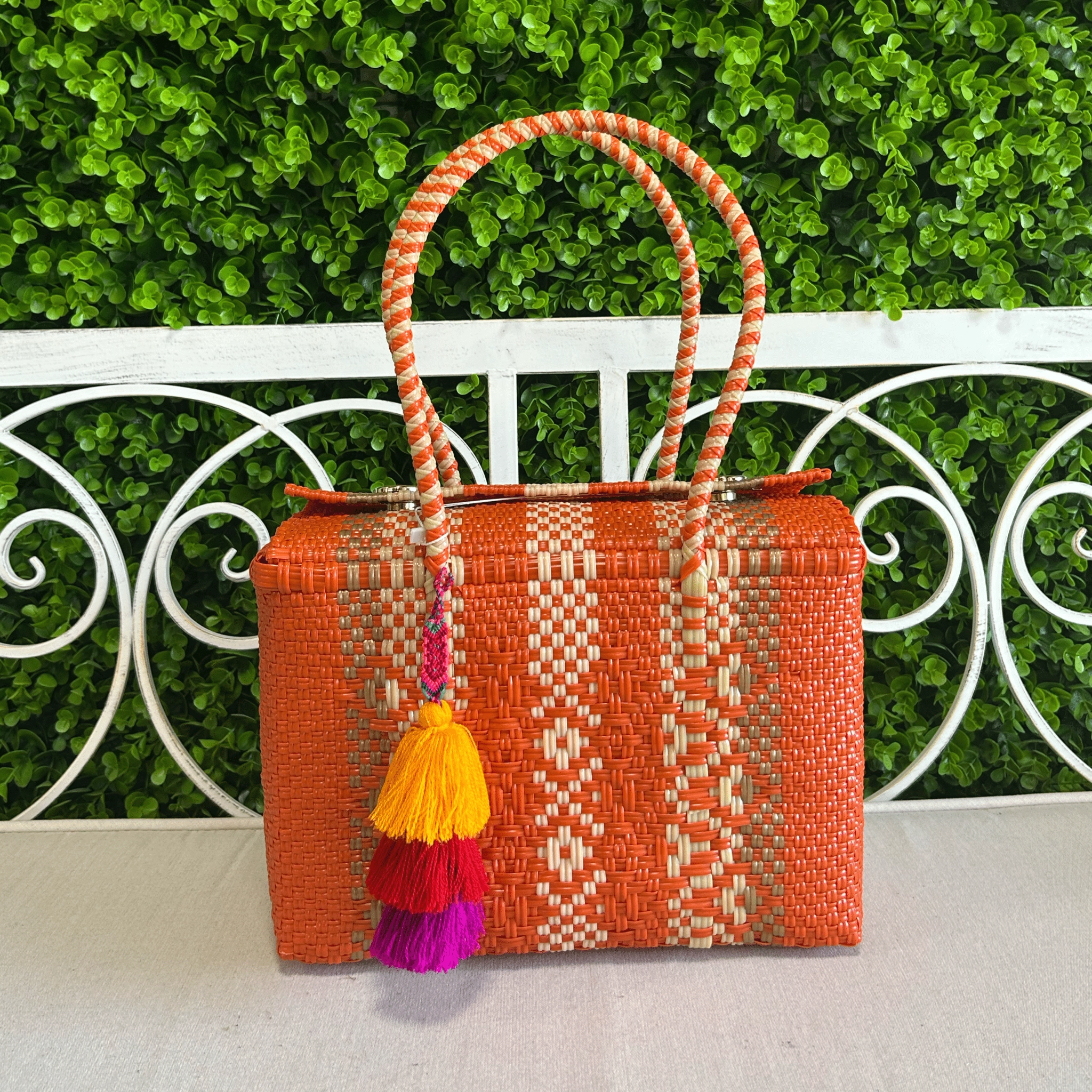 Upcycled Handwoven MD Basket - Orange Crush