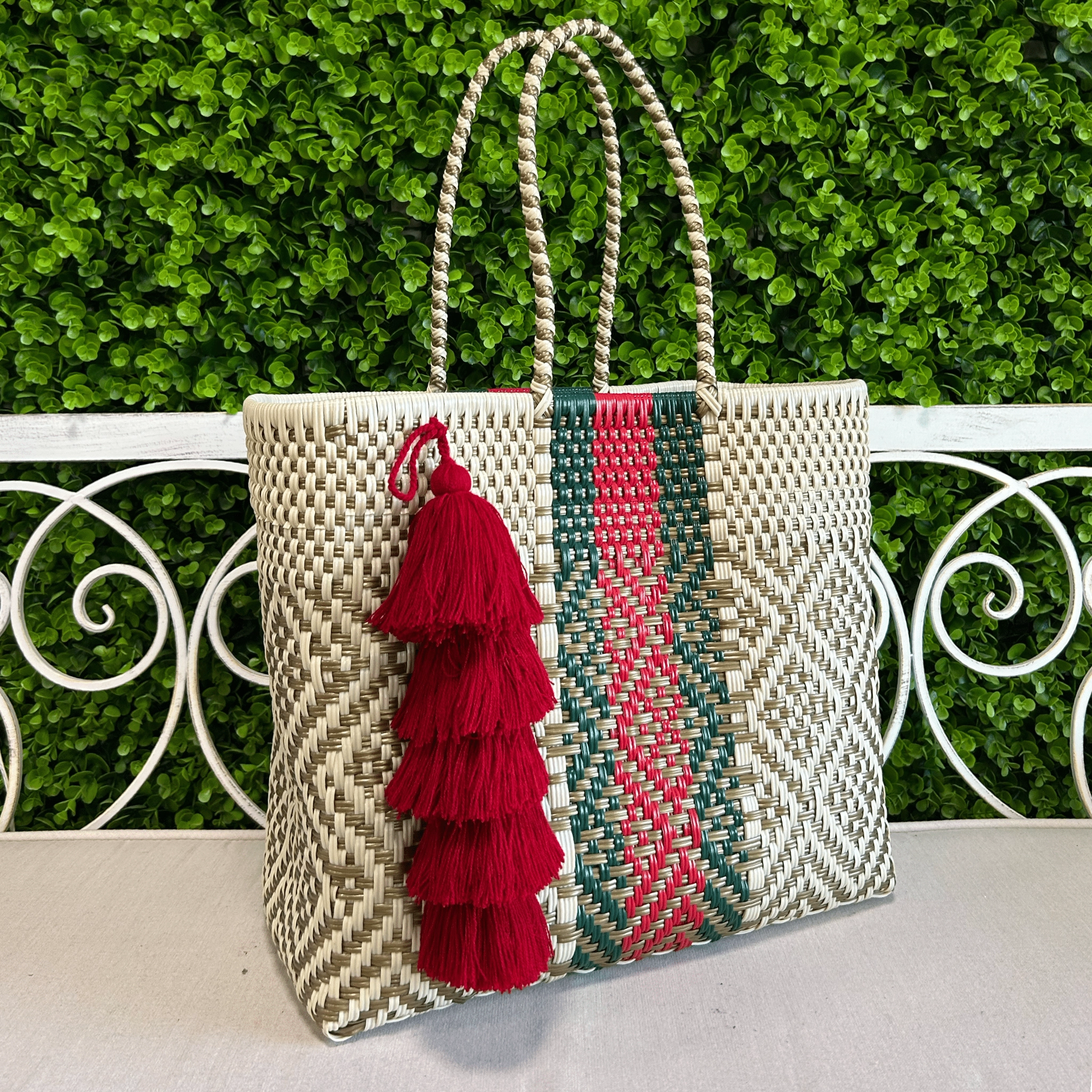 Upcycled Handwoven MD Basket Tote - Florence