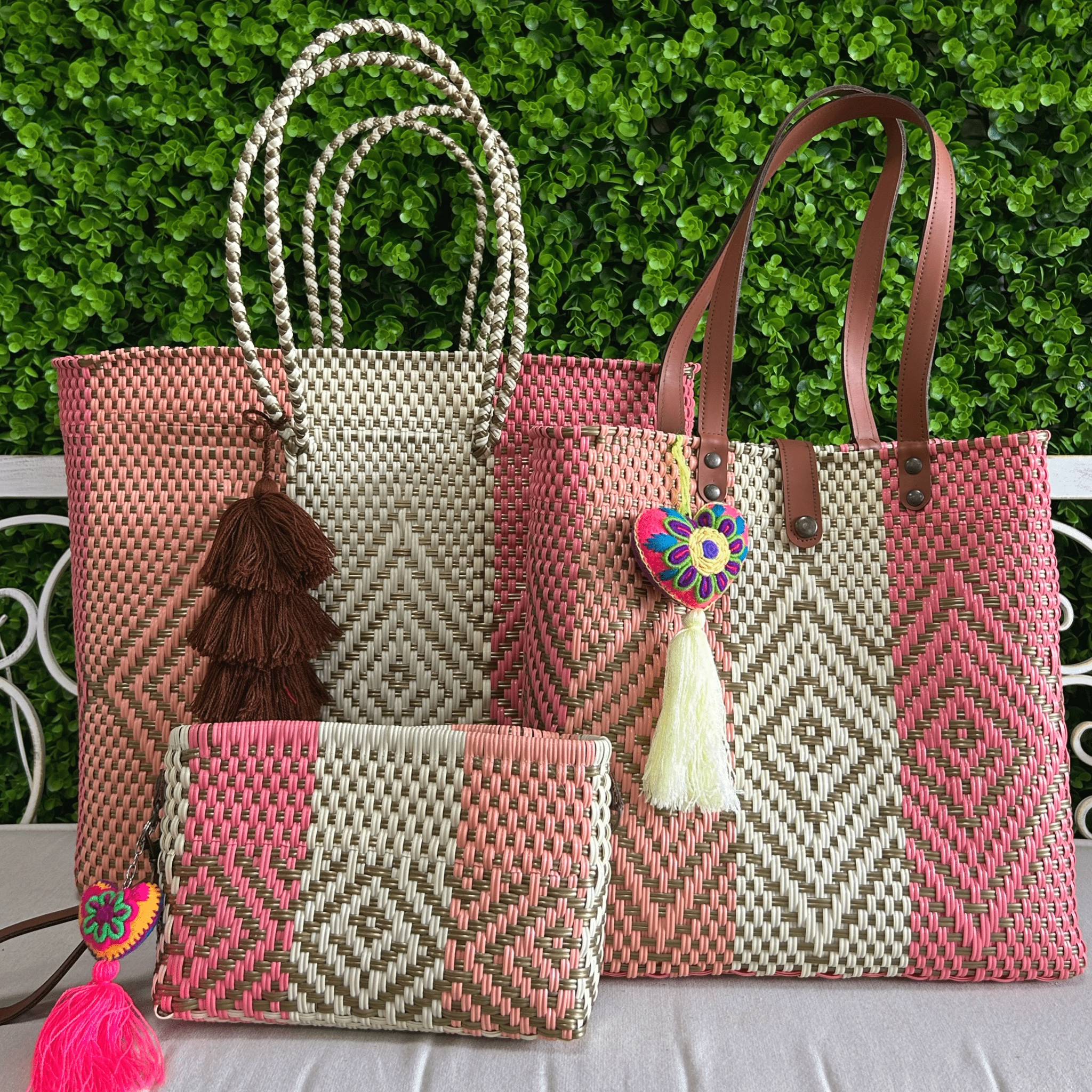 Upcycled Handwoven MD Tejana Tote - Golden Rose