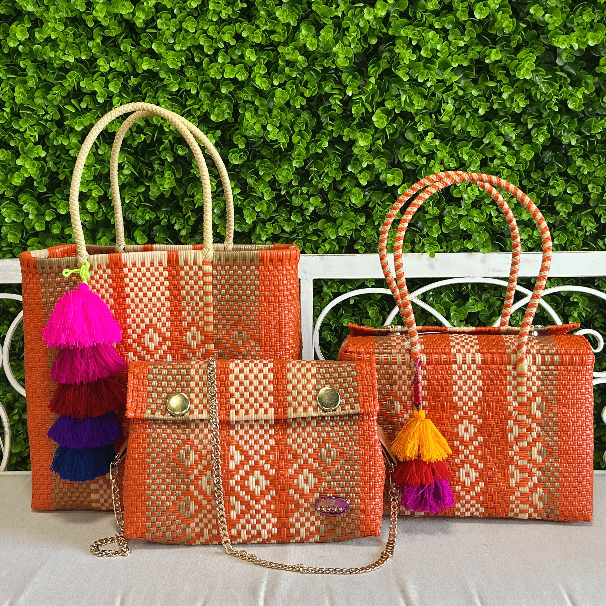 Upcycled Handwoven MD Tote - Orange Crush