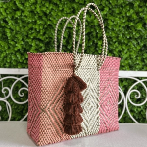 Upcycled Handwoven XL Tote - Golden Rose